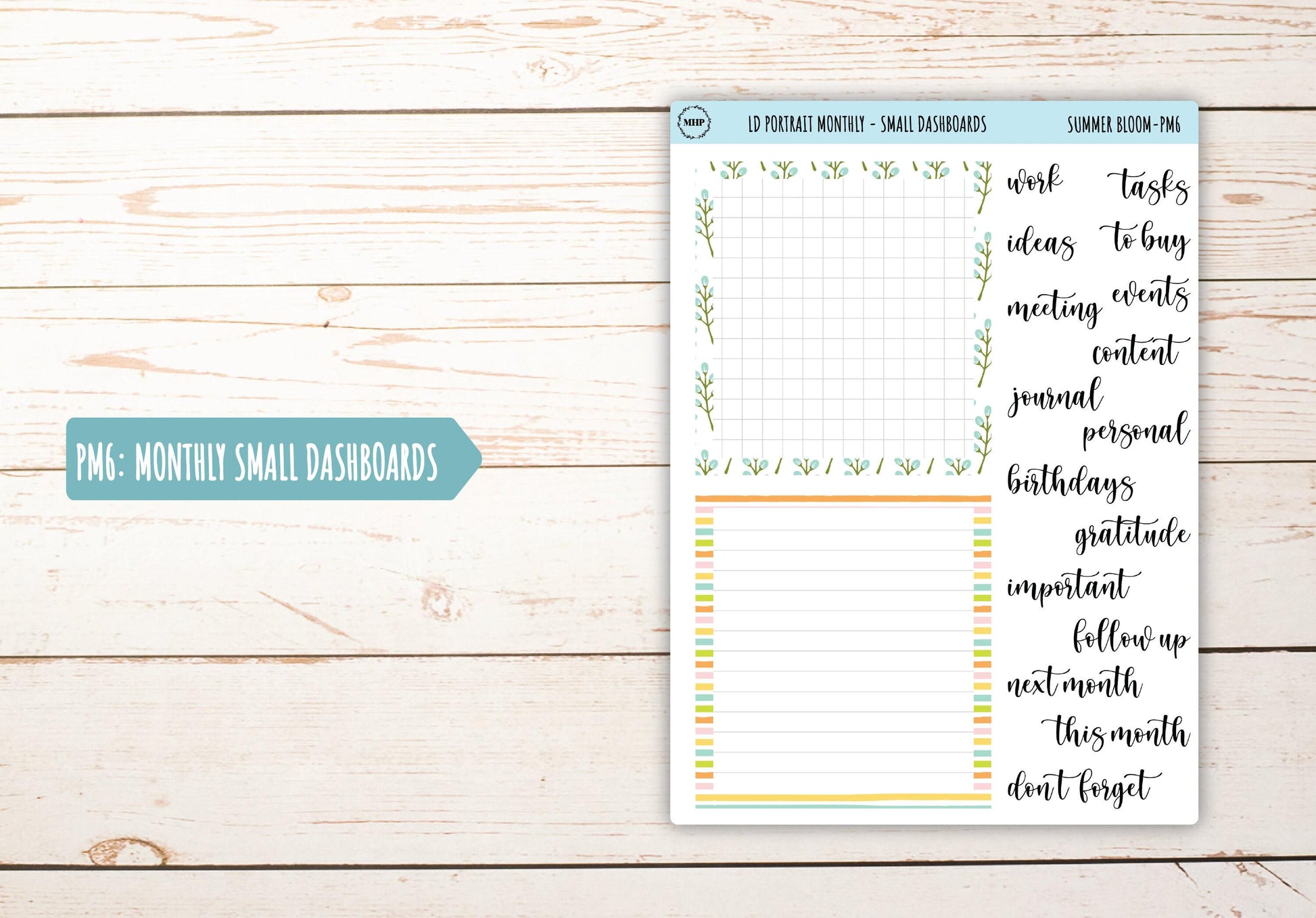 JULY Stickers for The Scout Laurel Denise Planner (formerly Portrait Planner). "Summer Bloom" || PSB