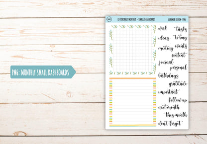 JULY Stickers for The Scout Laurel Denise Planner (formerly Portrait Planner). "Summer Bloom" || PSB