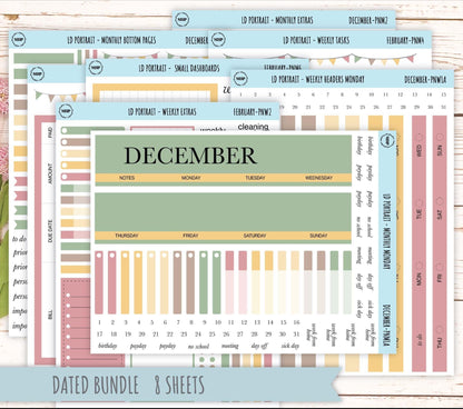 DECEMBER Stickers for The Scout Laurel Denise Planner (formerly Portrait Planner). Neutral Color || PN