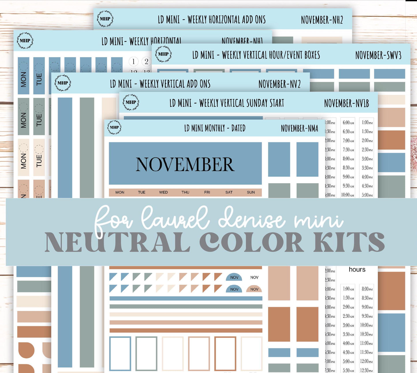 NOVEMBER Neutral Color Stickers for small Laurel Denise Planners || NNOV