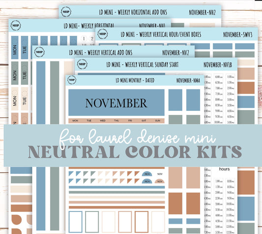 NOVEMBER Neutral Color Stickers for small Laurel Denise Planners || NNOV