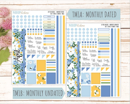 APRIL Stickers for The Valerie Laurel Denise Planner (Formerly Teacher Planner) "Bee's Knees Flowers" || TC