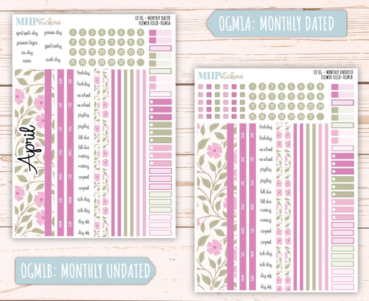 APRIL 2025 Stickers for Large size Horizontal & Vertical Laurel Denise Planner. (Formerly Original or Standar Size) "Flower Field" || OGFF