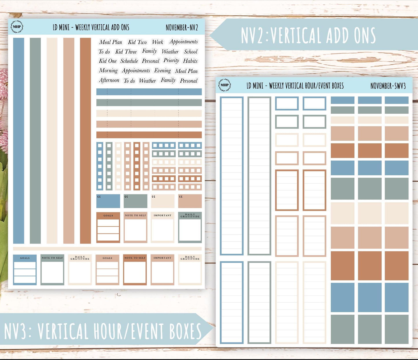 NOVEMBER Neutral Color Stickers for small Laurel Denise Planners || NNOV