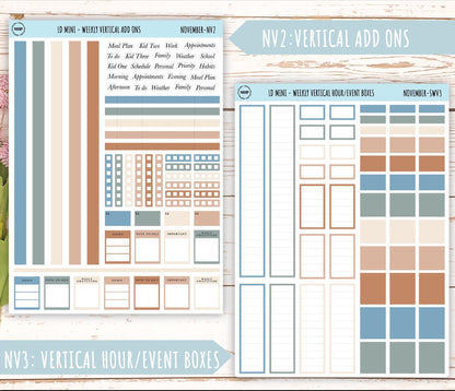 NOVEMBER Neutral Color Stickers for small Laurel Denise Planners || NNOV