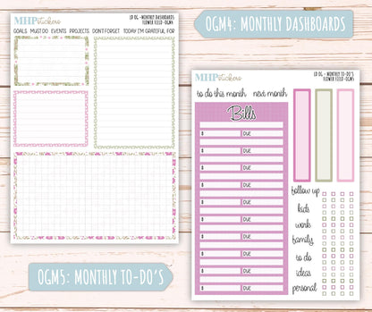 APRIL 2025 Stickers for Large size Horizontal & Vertical Laurel Denise Planner. (Formerly Original or Standar Size) "Flower Field" || OGFF