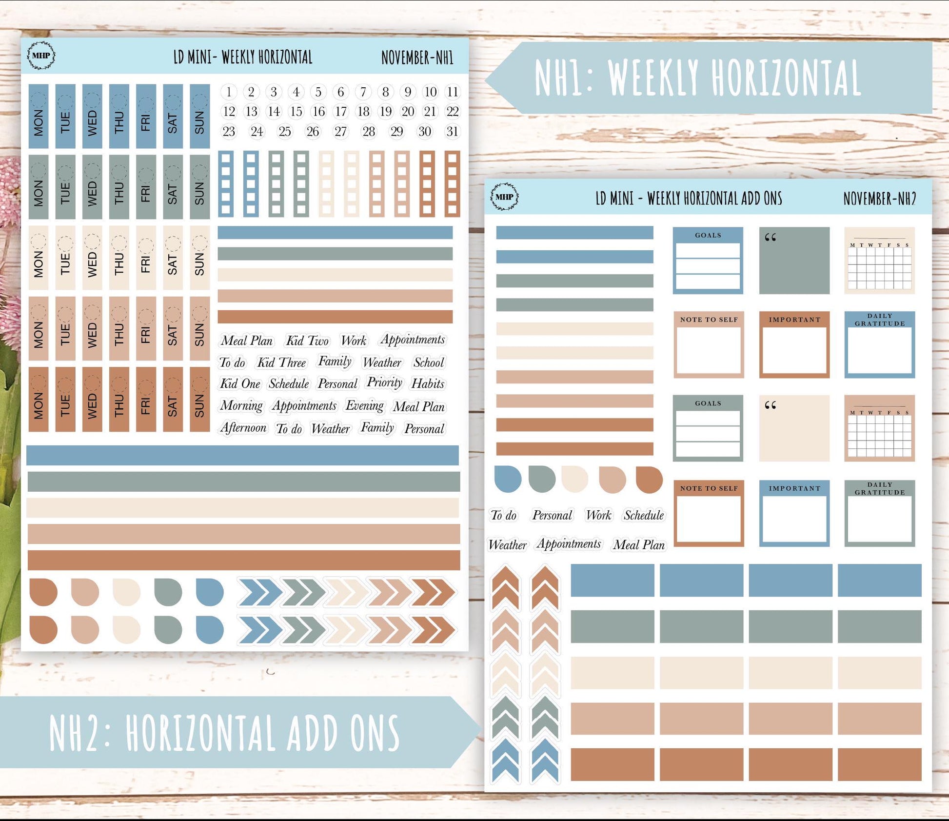 NOVEMBER Neutral Color Stickers for small Laurel Denise Planners || NNOV