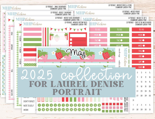 MAY 2025 Stickers for The Scout Laurel Denise Planner (formerly Portrait Planner). "Strawberry Garden" || PTSG