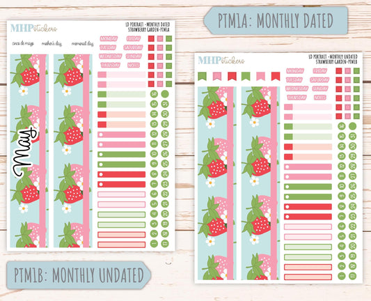 MAY 2025 Stickers for The Scout Laurel Denise Planner (formerly Portrait Planner). "Strawberry Garden" || PTSG
