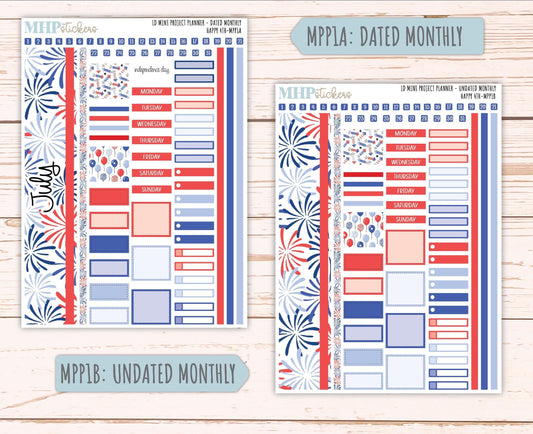 JULY 2025 Stickers for The Rose Small Laurel Denise Planner (Formerly Mini Project Planner) "Happy 4th" || MPPH4