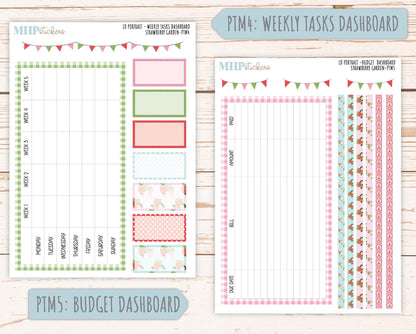 MAY 2025 Stickers for The Scout Laurel Denise Planner (formerly Portrait Planner). "Strawberry Garden" || PTSG