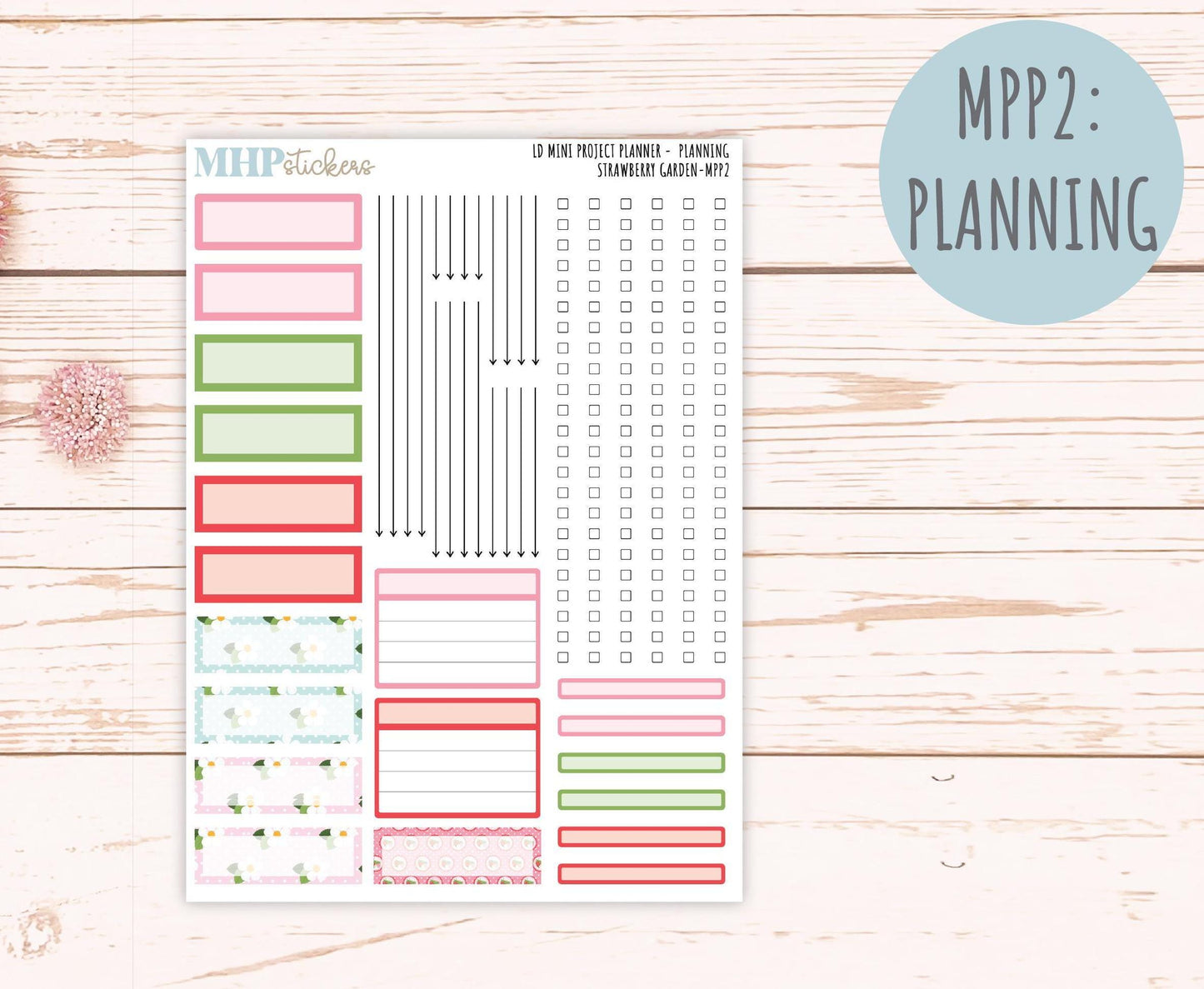 MAY 2025 Stickers for The Rose Small Laurel Denise Planner (Formerly Mini Project Planner) "Strawberry Garden" || MPPSG