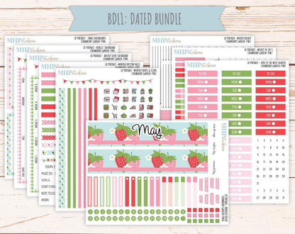 MAY 2025 Stickers for The Scout Laurel Denise Planner (formerly Portrait Planner). "Strawberry Garden" || PTSG