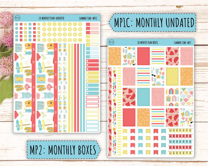 August Stickers for Large size Horizontal & Vertical Laurel Denise Planner. (Formerly Original or Standar Size) "Summer Time" || MPST