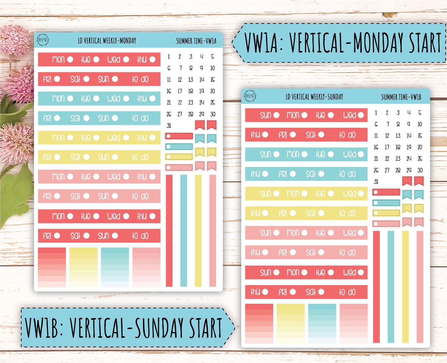 August Stickers for Large size Horizontal & Vertical Laurel Denise Planner. (Formerly Original or Standar Size) "Summer Time" || MPST
