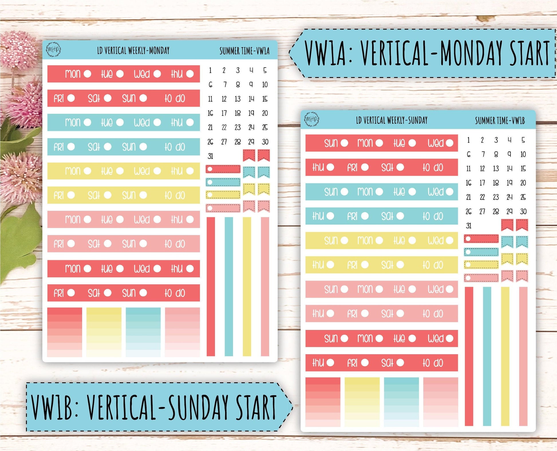 August Stickers for Large size Horizontal & Vertical Laurel Denise Planner. (Formerly Original or Standar Size) "Summer Time" || MPST