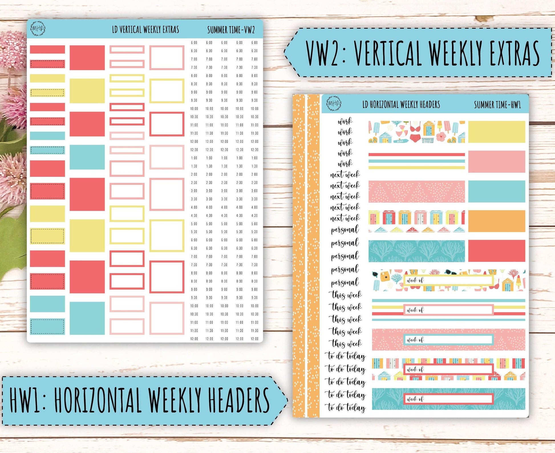 August Stickers for Large size Horizontal & Vertical Laurel Denise Planner. (Formerly Original or Standar Size) "Summer Time" || MPST