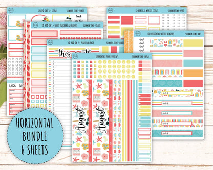 August Stickers for Large size Horizontal & Vertical Laurel Denise Planner. (Formerly Original or Standar Size) "Summer Time" || MPST