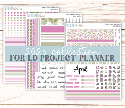 APRIL Stickers for The Rose Large Laurel Denise Planner (Formerly Project Planner) "Flower Field" || PPFF