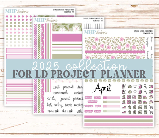APRIL Stickers for The Rose Large Laurel Denise Planner (Formerly Project Planner) "Flower Field" || PPFF