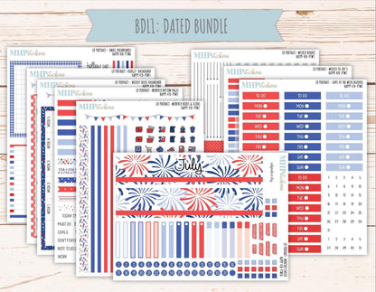 JULY 2025 Stickers for The Scout Laurel Denise Planner (formerly Portrait Planner). "Happy 4th" || PTH4