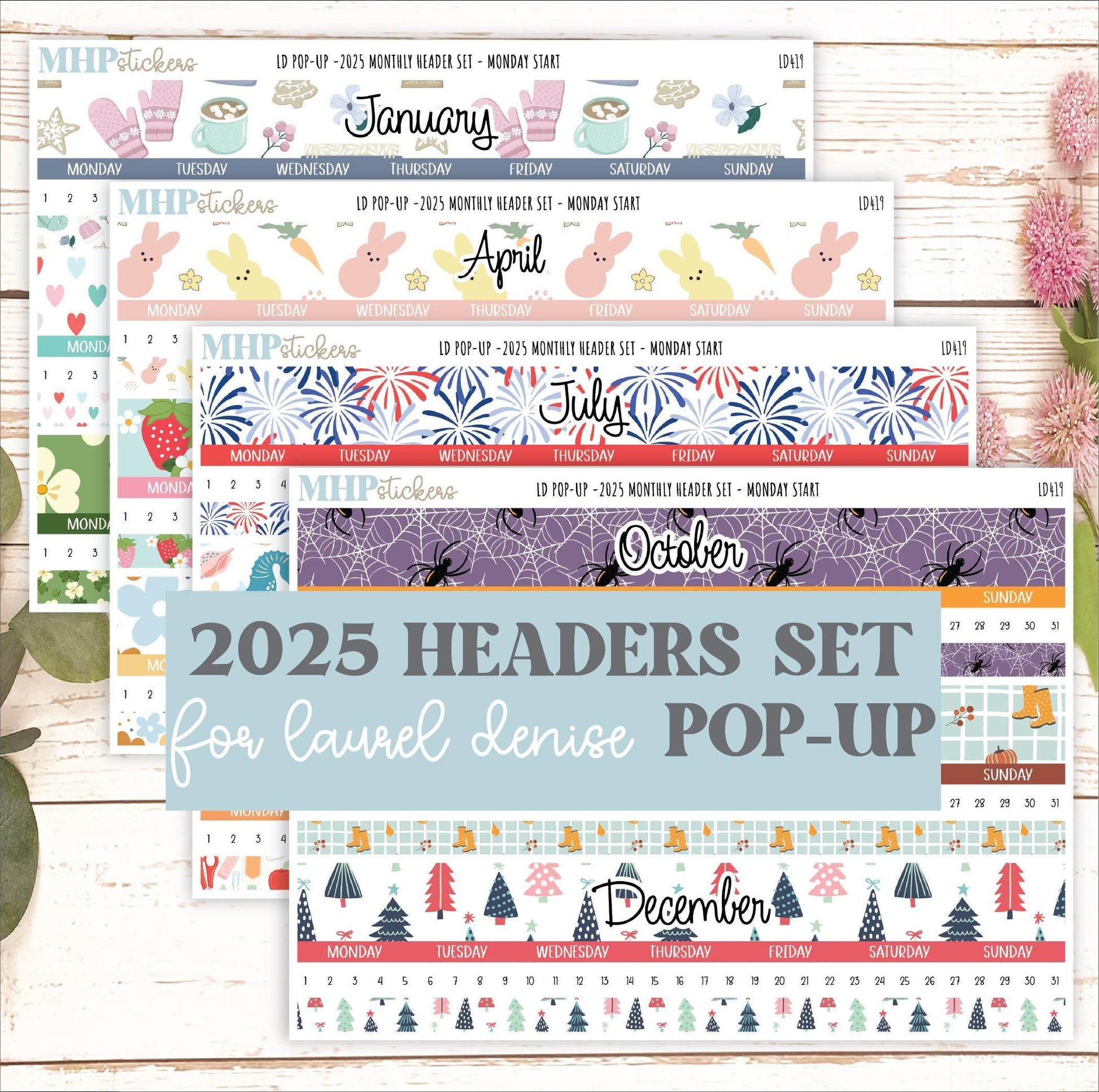2025 Monthly Headers Set for Laurel Denise POP-UP || LD419