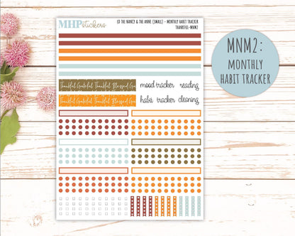 NOVEMBER 2025 Stickers for Small Horizontal & Vertical Laurel Denise Planners. (Formerly Mini Planner) "Thankful" || MN