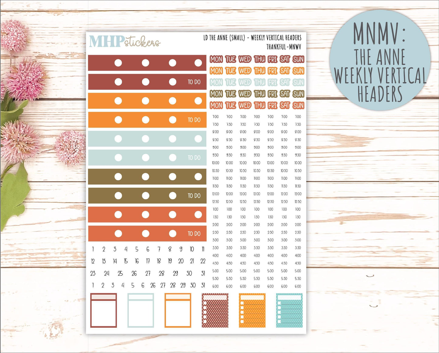 NOVEMBER 2025 Stickers for Small Horizontal & Vertical Laurel Denise Planners. (Formerly Mini Planner) "Thankful" || MN