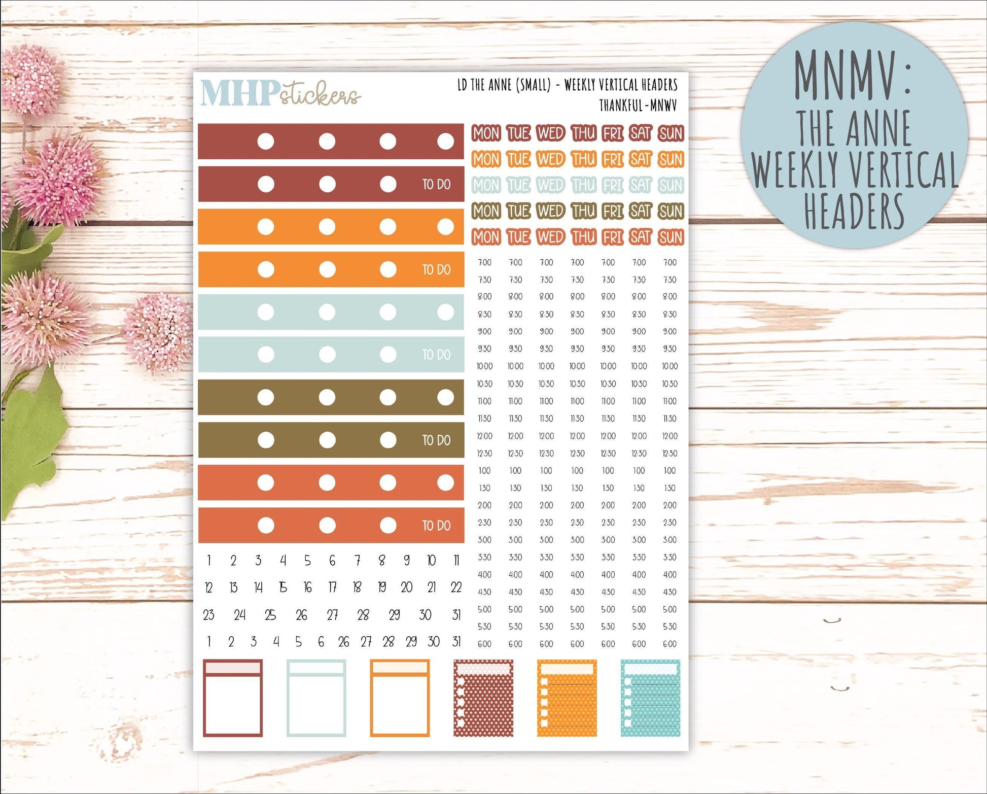 NOVEMBER 2025 Stickers for Small Horizontal & Vertical Laurel Denise Planners. (Formerly Mini Planner) "Thankful" || MN
