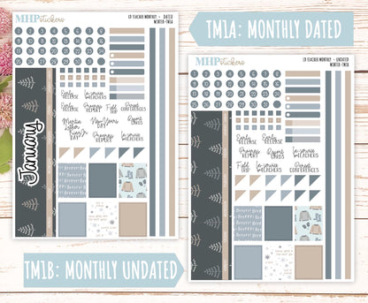 JANUARY Stickers for The Valerie Laurel Denise Planner (Formerly Teacher Planner) "Winter" || TW