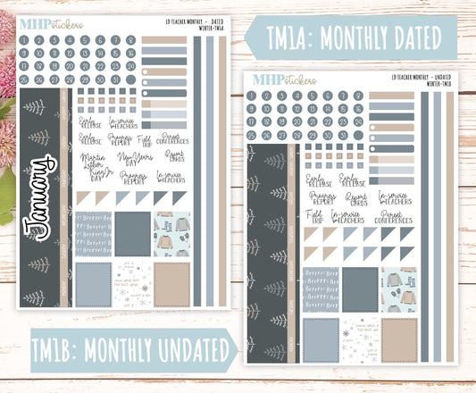 JANUARY Stickers for The Valerie Laurel Denise Planner (Formerly Teacher Planner) "Winter" || TW