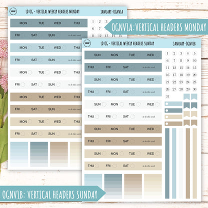 Neutral Color Stickers for Large size Horizontal & Vertical Laurel Denise Planner. (Formerly Original or Standar Size) JANUARY || OGNJAN