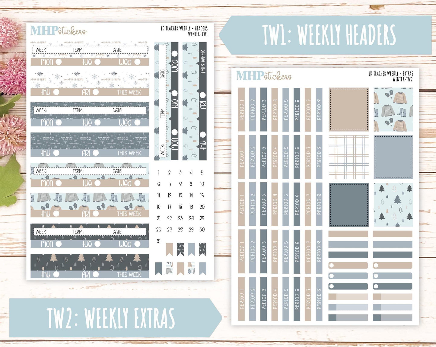 JANUARY Stickers for The Valerie Laurel Denise Planner (Formerly Teacher Planner) "Winter" || TW