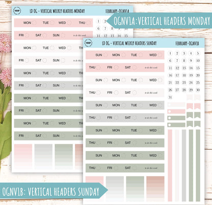 Neutral Color Stickers for Large size Horizontal & Vertical Laurel Denise Planner. (Formerly Original or Standar Size) FEBRUARY || OGNFEB