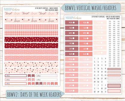 FEBRUARY 2026 Stickers for the Mae & Kristy Laurel Denise Planners (Book Bound Planner) "Sweet Valentine" || BB