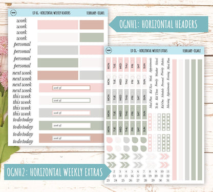 Neutral Color Stickers for Large size Horizontal & Vertical Laurel Denise Planner. (Formerly Original or Standar Size) FEBRUARY || OGNFEB