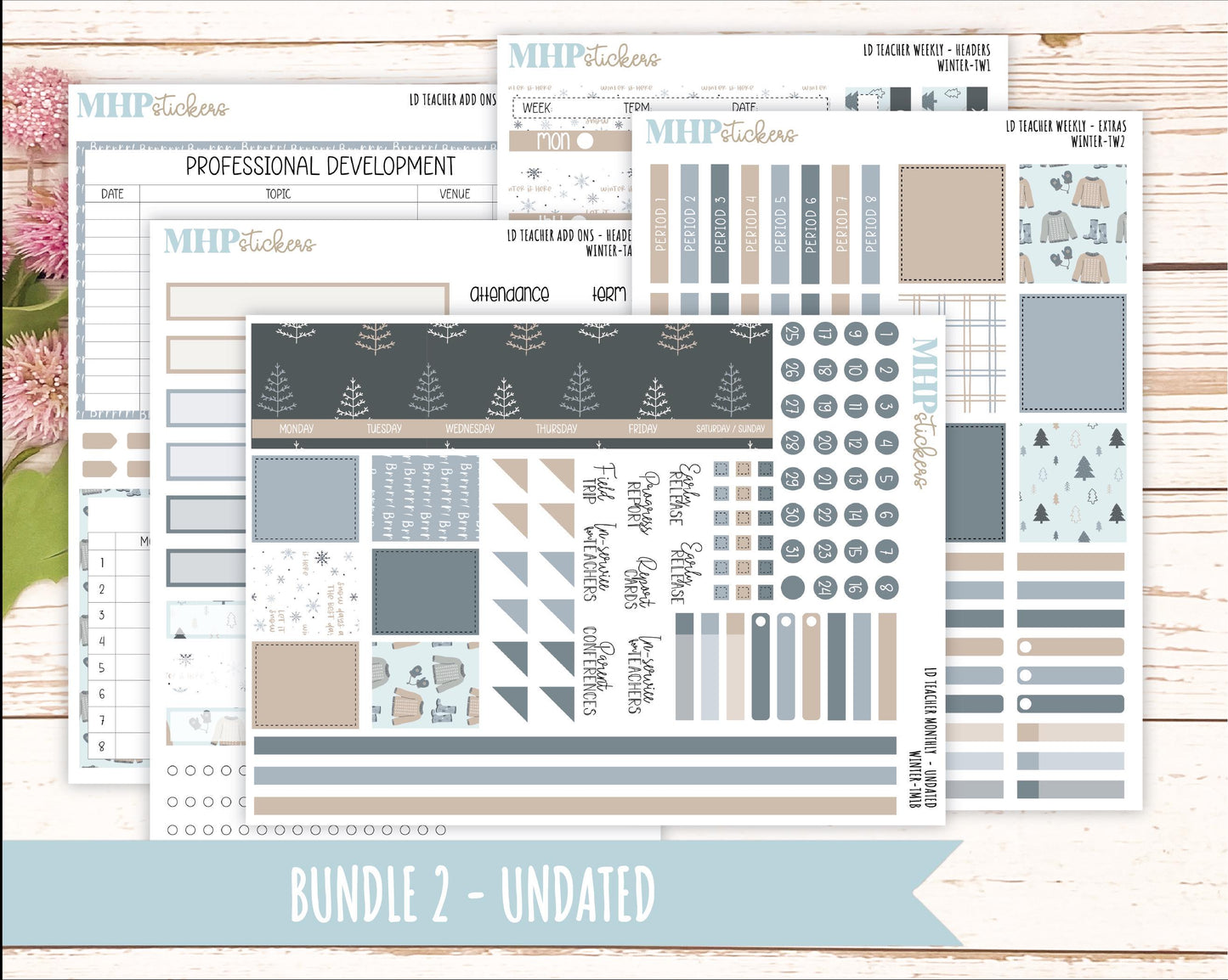 JANUARY Stickers for The Valerie Laurel Denise Planner (Formerly Teacher Planner) "Winter" || TW