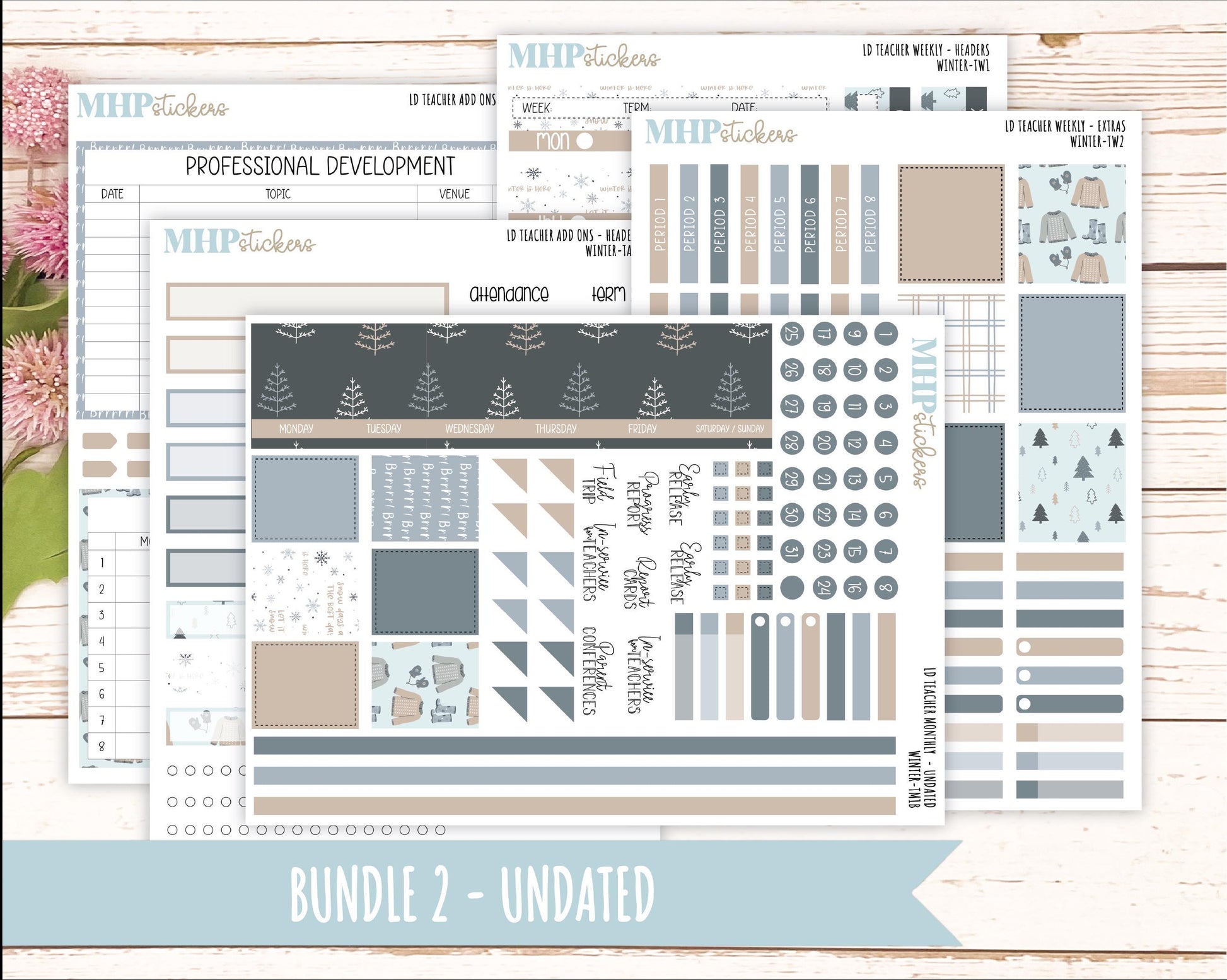 JANUARY Stickers for The Valerie Laurel Denise Planner (Formerly Teacher Planner) "Winter" || TW