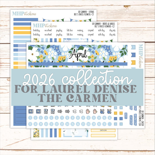 APRIL 2026 Stickers for The Carmen Laurel Denise Planner (Simply Month Planner). "Bee's Knees Flowers" || C