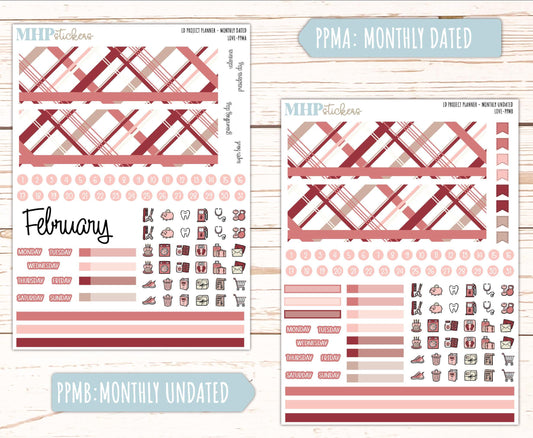 FEBRUARY Stickers for The Rose Large Laurel Denise Planner (Formerly Project Planner) "Love" || PPLV