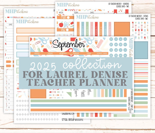 SEPTEMBER Stickers for The Valerie Laurel Denise Planner (Formerly Teacher Planner) "School Days" || TC