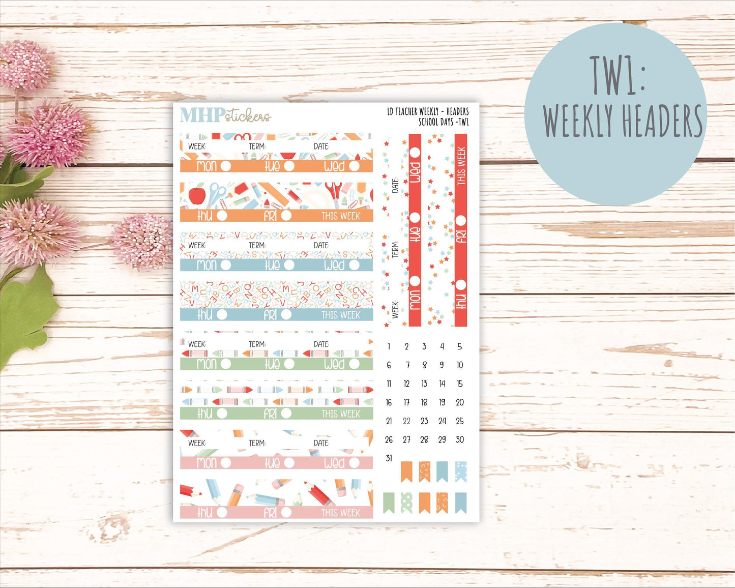 SEPTEMBER Stickers for The Valerie Laurel Denise Planner (Formerly Teacher Planner) "School Days" || TC