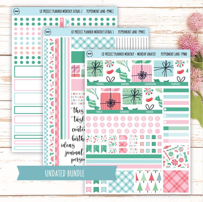 DECEMBER Stickers for The Rose Large Laurel Denise Planner (Formerly Project Planner) "Peppermint Lane" || PPPL