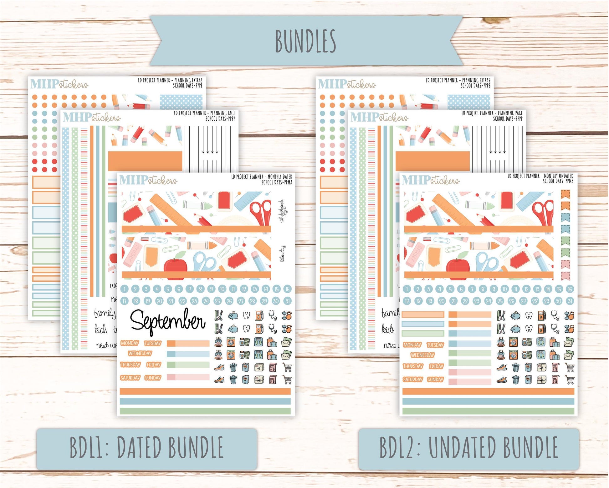 SEPTEMBER Stickers for the large Laurel Denise Rose Planner (Formerly Project Planner) "School Days" || PP