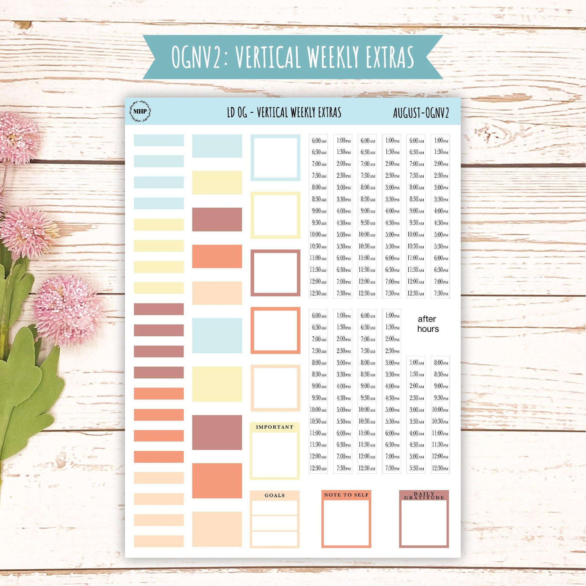 Neutral Color Stickers for Large size Horizontal & Vertical Laurel Denise Planner. (Formerly Original or Standar Size) AUGUST || OGNAUG