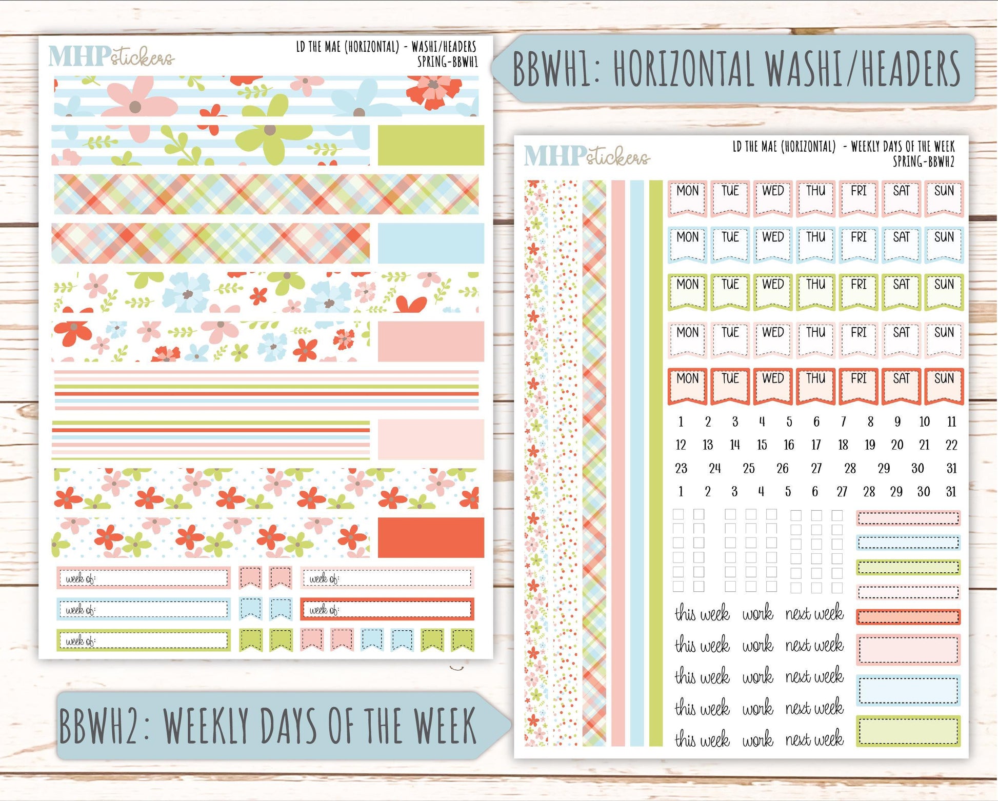 MARCH 2026 Stickers for the Mae & Kristy Laurel Denise Planners (Book Bound Planner) "Spring" || BB