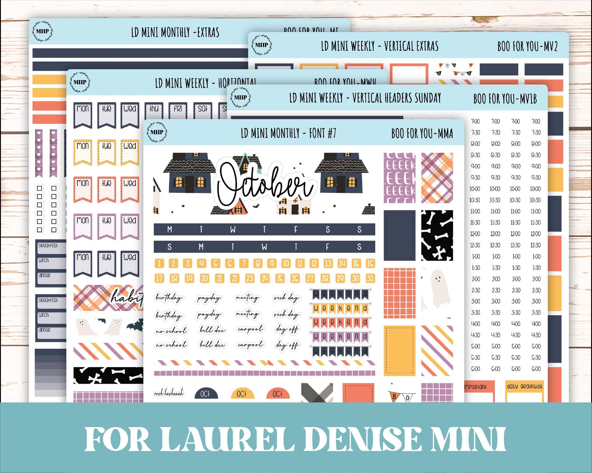 October Stickers for Small Horizontal & Vertical Laurel Denise Planners. (Formerly Mini Planner) "Boo to Your" || MBY