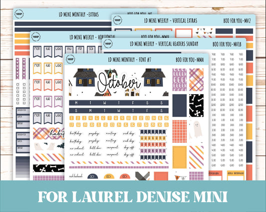 October Stickers for Small Horizontal & Vertical Laurel Denise Planners. (Formerly Mini Planner) "Boo to Your" || MBY