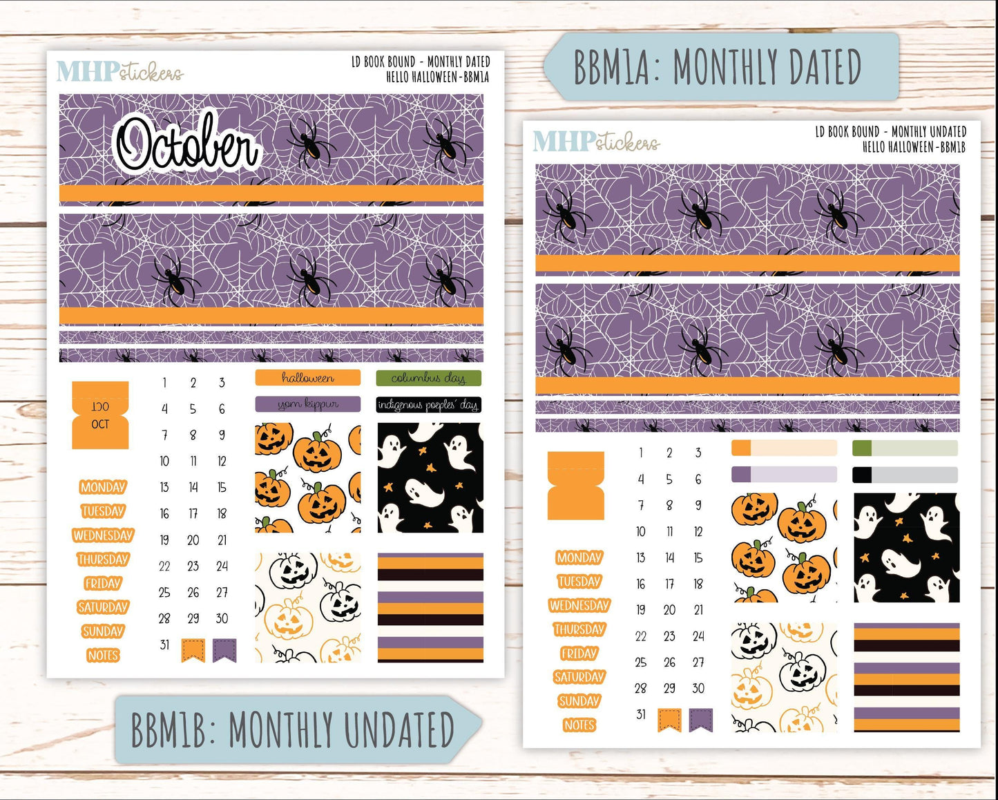OCTOBER 2025 Stickers for The Mae & The Kristy Laurel Denise Planners ( Formerly Book Bound Planner) "Hello Halloween" || BB