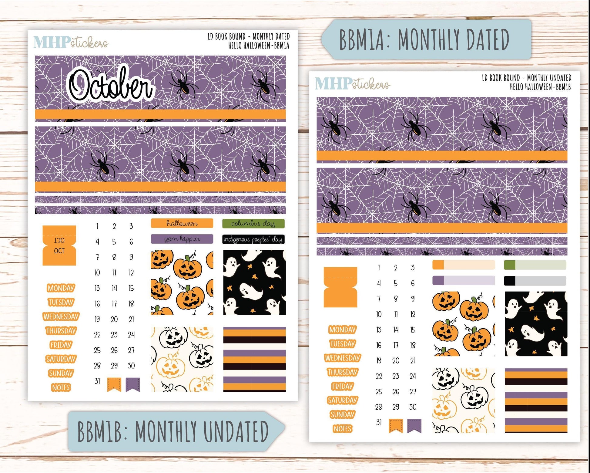 OCTOBER 2025 Stickers for The Mae & The Kristy Laurel Denise Planners ( Formerly Book Bound Planner) "Hello Halloween" || BB